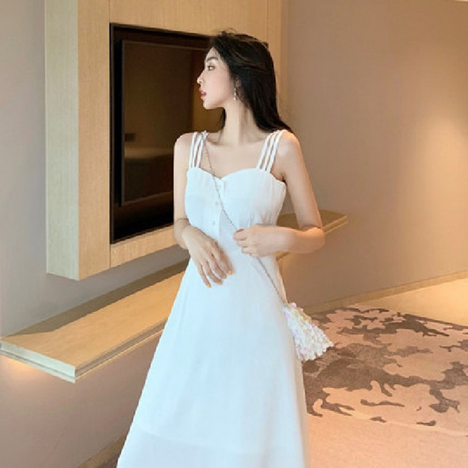 PEONIST 女款背心長洋裝, 白色