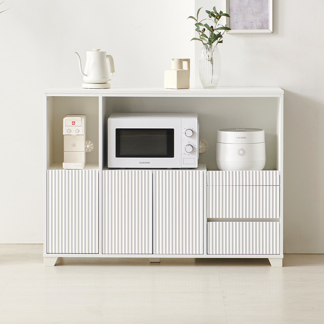 서울소호 LPM 템바보드 1200 주방 수납장 홈바 선반 렌지대 방문설치, 화이트, 2단