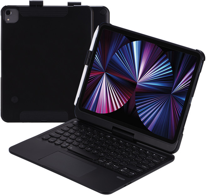 季節性商品 iPad專用觸控板韓文鍵盤保護殼, 黑色