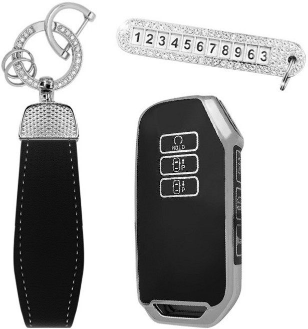 카템 엣지라인 풀커버 스마트키 케이스 세트, 블랙실버, 기아 K08