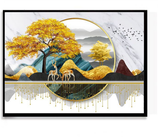 트레오바 거실 고급 스위치 박스형 장식 그림 쌍루 보내는 축복, 블랙