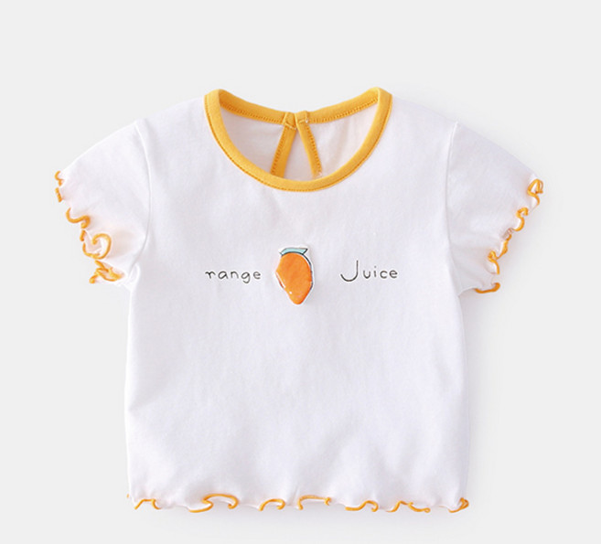 JOYMULTI 女童用水果莓果荷葉邊短袖T恤