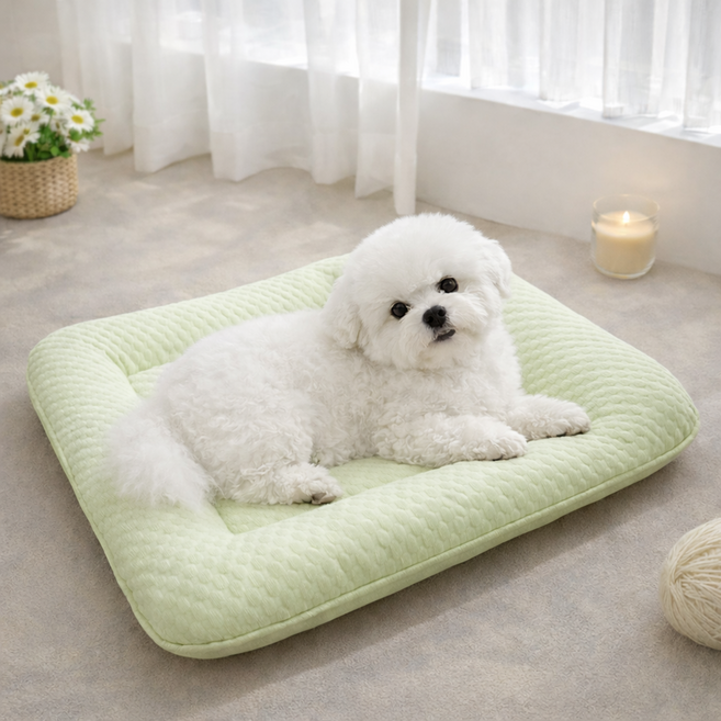 PASTEL PET 寵物粉彩壓花涼感坐墊, 綠色, 1個
