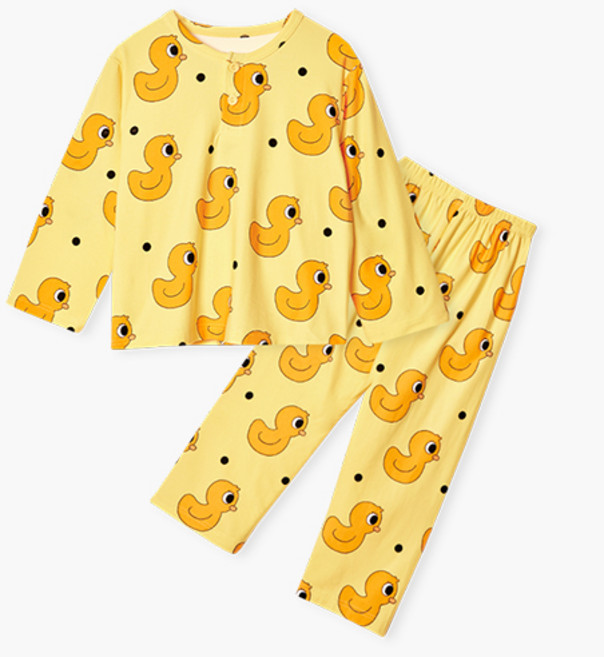 유니프랜드 아동용 도트오리 양면 기모 잠옷 상하의 세트