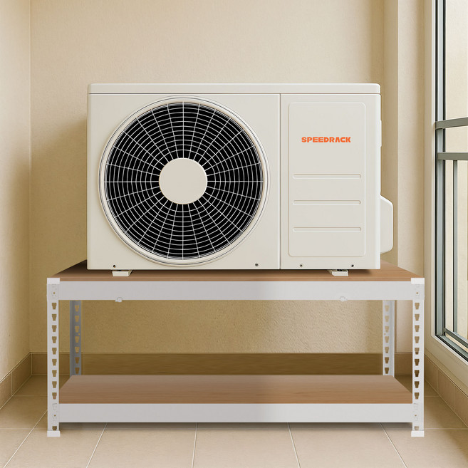 스피드랙 에어컨 실외기 베란다 정리 받침 선반, 화이트, 2단