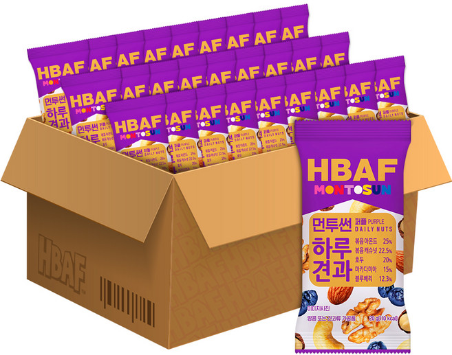 HBAF Mon To Sun每日堅果隨身包 紫款, 2000g, 1盒