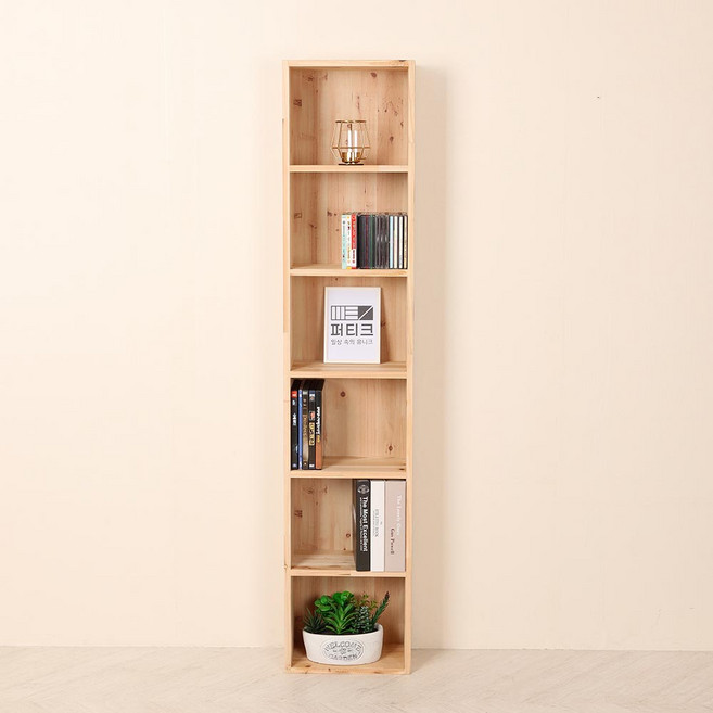 다용도 슬림 책장, 원목, 6단