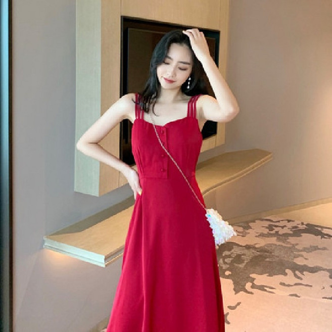 PEONIST 女款背心長洋裝, 紅色