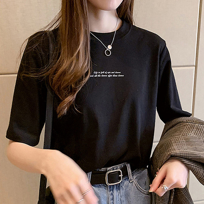 Elsso 女款 Easy Fit 字母印花短袖T恤
