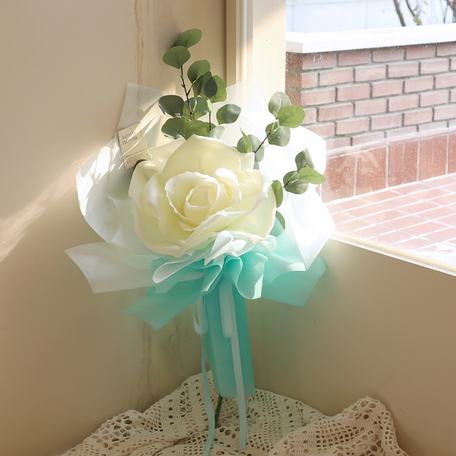 아스파시아 에센셜 자이언트 로즈 + 폴리안 꽃다발 세트 M, 민트, 1세트