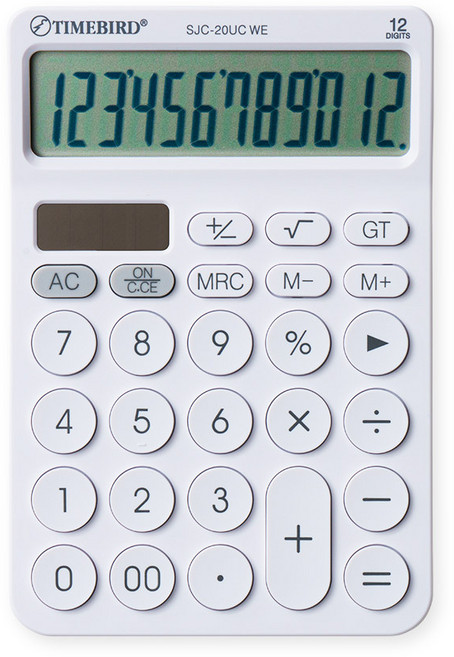 타임버드 듀얼파워 컬러 계산기 SJC-20UC, 화이트(SJC-20UC WE), 1개