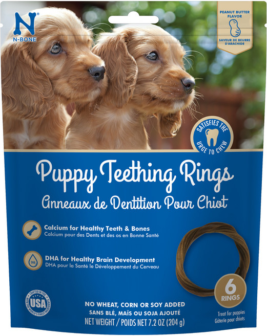 N-Bone PUPPY TEETHING RINGS 幼犬耐咀嚼潔牙圈, 204g, 1個, 花生風味