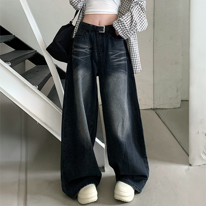 어썸풀 여성용 래키 와이드 데님 팬츠 A25FP071226