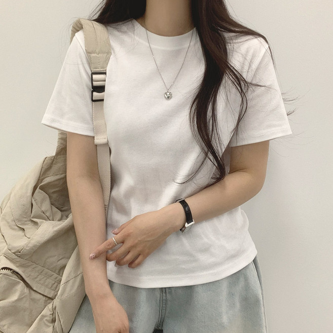 위드후이린 여성용 버블 라운드 반팔 티셔츠