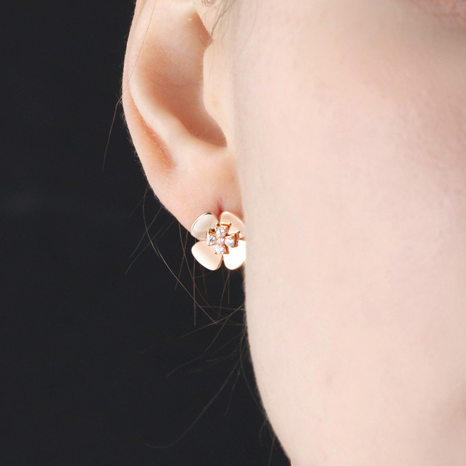 새미쥬얼리 여성용 14K 페탈 플라워 큐빅 원터치 귀걸이 + 쇼핑백