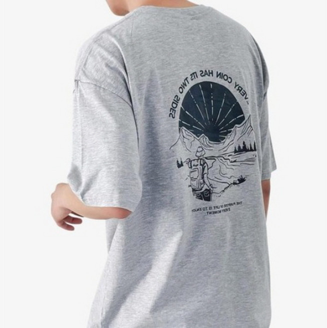 JTL 男士寬鬆版印花短袖T恤