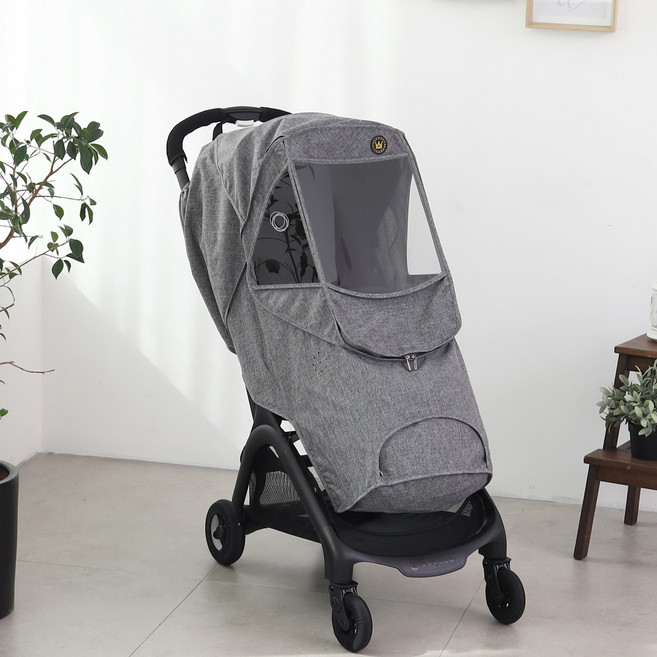 맘네스트 4계절 절충형 휴대용 유모차 방풍커버 M타입, 블랙멜란지, 1개