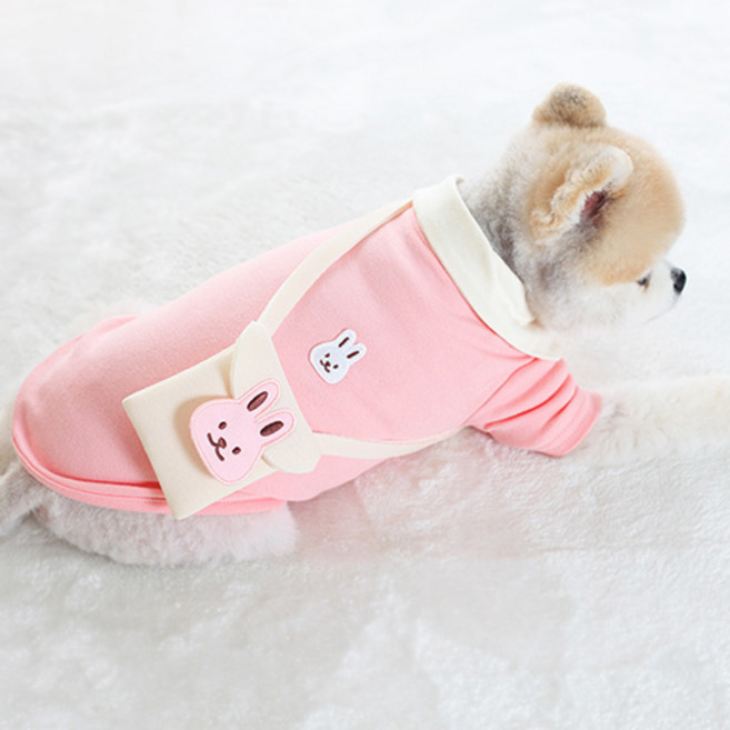 에이미러브즈펫 반려동물 DE 동물 카라 티셔츠, 핑크토끼, 1개