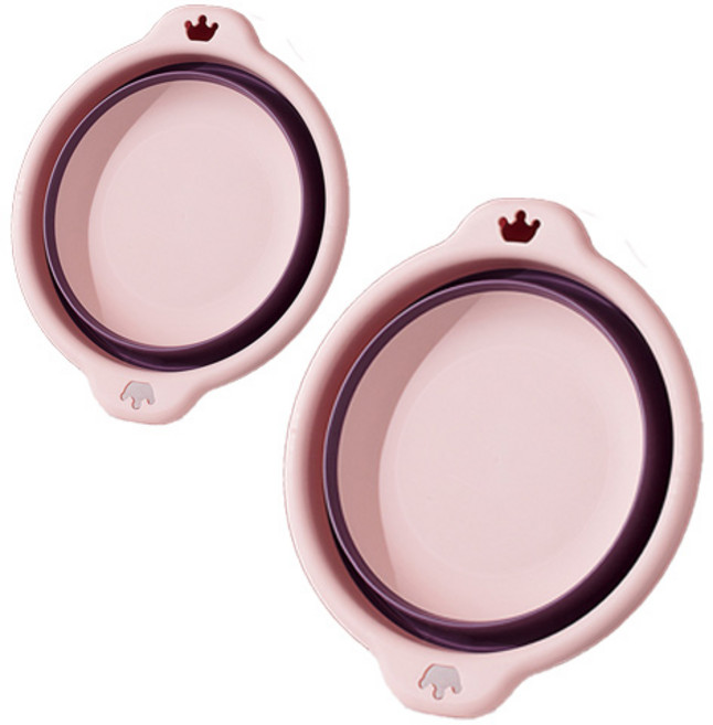 콩앤드 접이식 다용도 대야 S + M, 핑크, 1세트