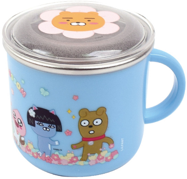 릴팡 카카오프렌즈 블라썸 안전핸들 논슬립 뚜껑 스텐컵, 라이언(KF5295), 1개