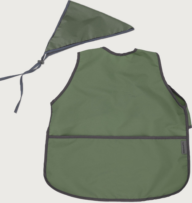 베베슈에뜨 유아용 파스텔 방수 민소매 앞치마 + 두건 세트