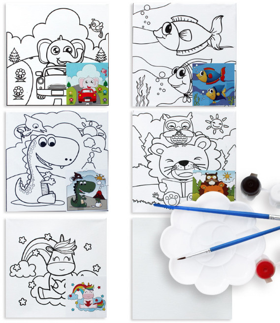 티처스 아크릴 캔버스 컬러링 그림그리기 DIY 6종 세트, 정사각형, 1개