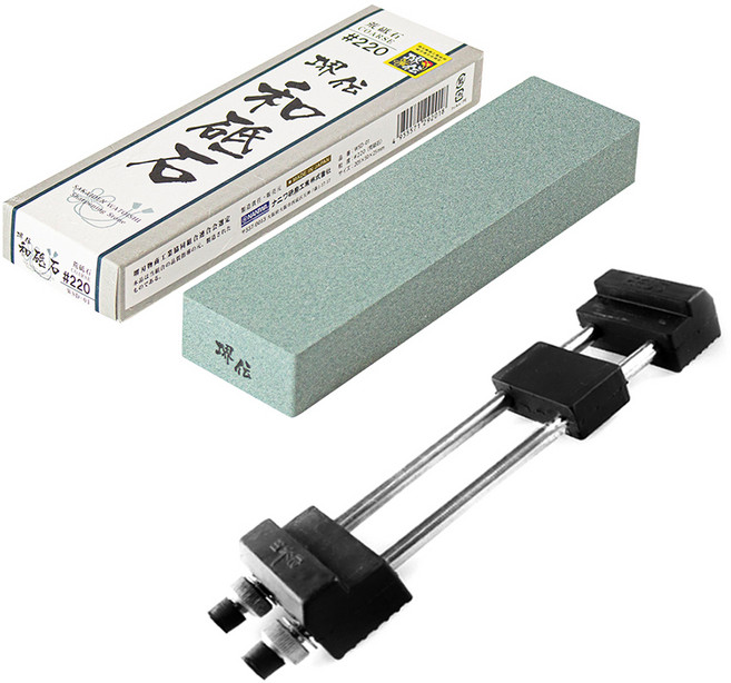 나니와 사카이덴 숫돌 220방 + 제우스 고무 숫돌받침대 중, 1세트