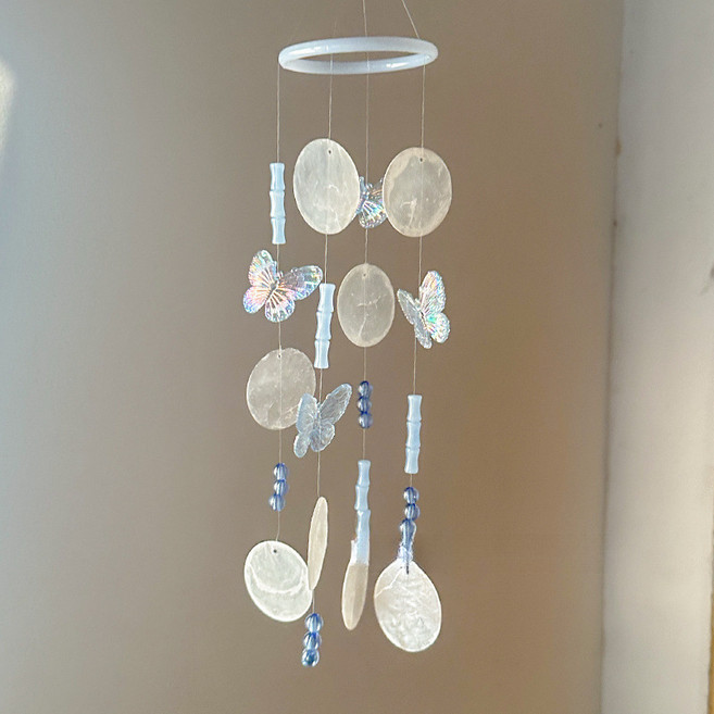 올하이 DIY 침실 장식품 모빌 조개 나비 풍경, 02 블루 팩