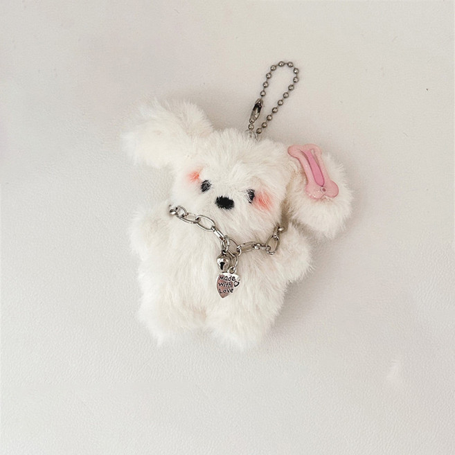 도림 흰둥이 강아지 자동차 인형 키링, 1개, 핑크