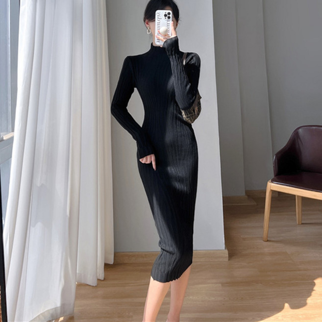 POPLARNC Evelyn 針織連身裙, 黑色