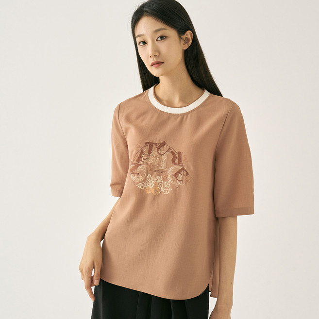 zishen 女款圓領刺繡單點襯衫 LFWSN801