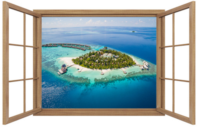 스위트 스페이스 3D입체 풍경 액자형 창문스티커, 29 브라운