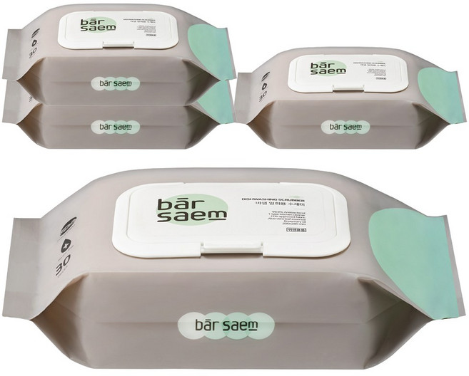 바샘 세제일체형 일회용 수세미, 혼합색상, 30개입, 4개