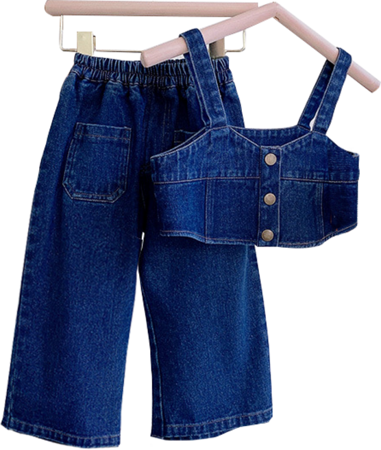 미소파파 여아용 스타일 리쉬 데님 뷔스띠에 셋업