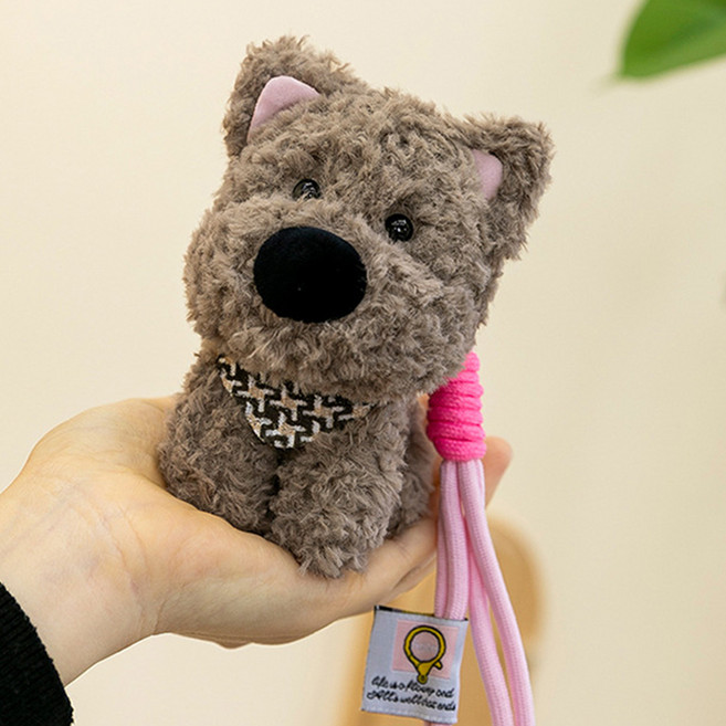 다다랜드 귀여운 강아지 바둑이 인형 키링, 10cm, 후추멍(인형), 스트랩(랜덤발송), 1개
