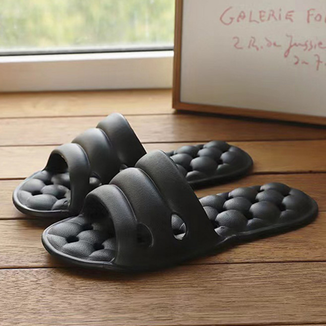 아리코 여행용 기내용 접이식 거실 슬리퍼, 블랙, 1개