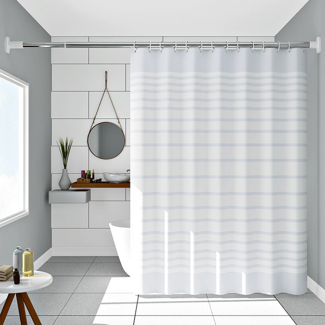 코다치프 심플 peva 욕실 샤워 커튼, 화이트스트라이프, 1개