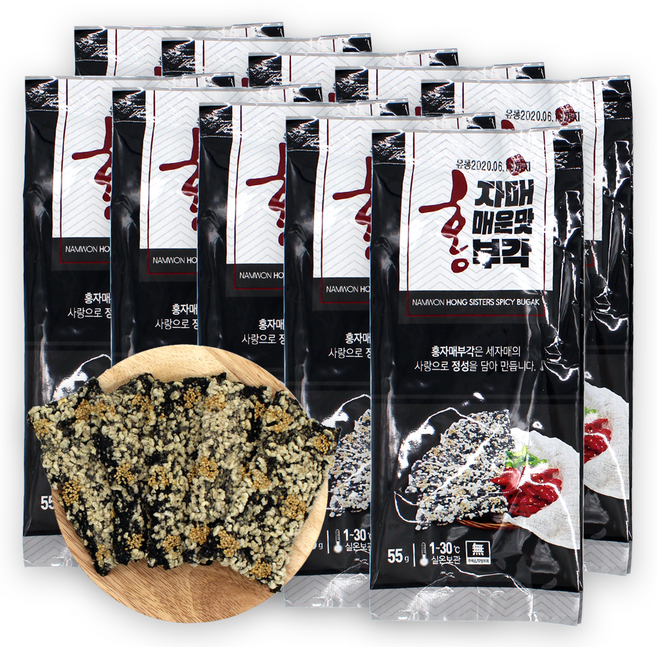 홍자매부각 매운맛 김부각, 55g, 10개