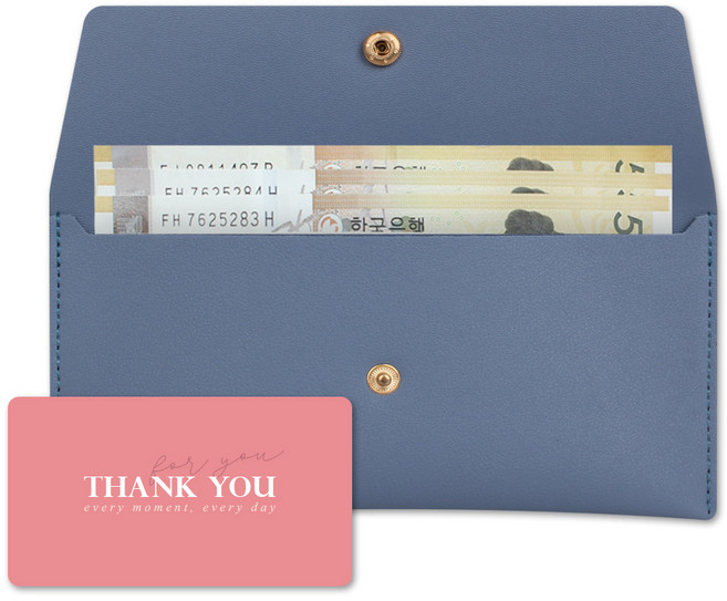 리코즈 레더 현금 용돈봉투 + 카드 세트, 블루, 1개