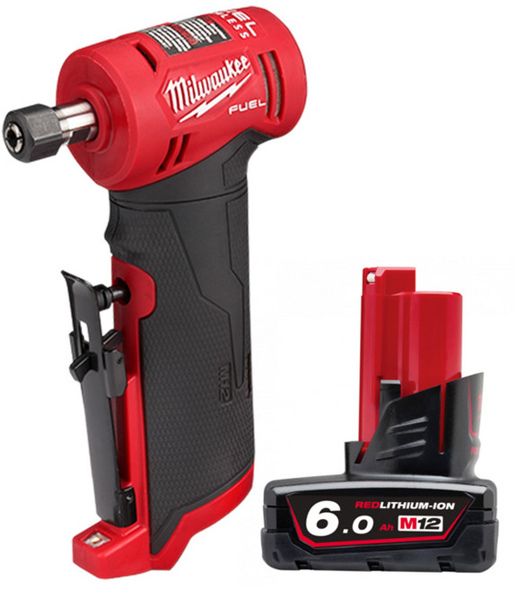 밀워키 12V FUEL 직각 다이 그라인더 M12 FDGA-0 + 12V 6.0Ah 리튬이온 배터리 M12 B6, 1세트