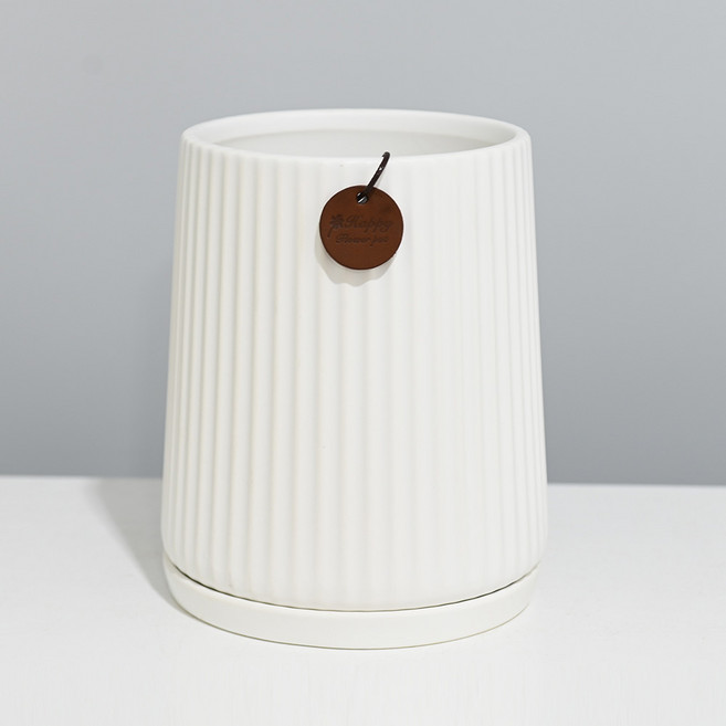 도시정원 모던 롱줄무늬 도자기 화분 세트, 1세트