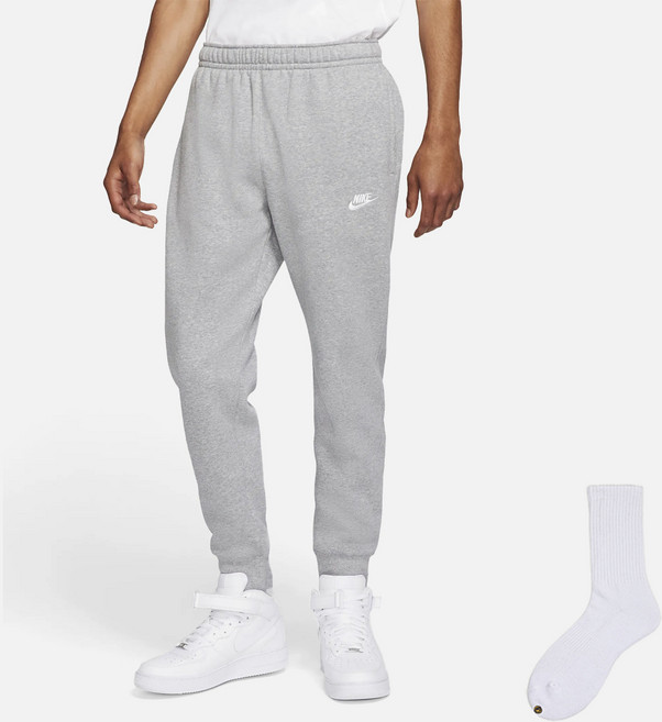 Nike 男款 Club Swoosh 束口褲 BV2672-010 + Welldone 襪子組合