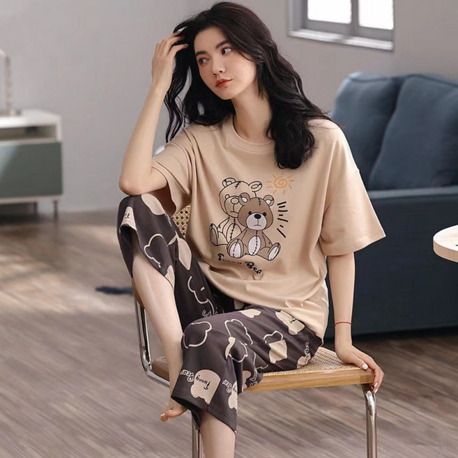 Viola 女性短袖七分褲居家服上下套裝 Vio0033