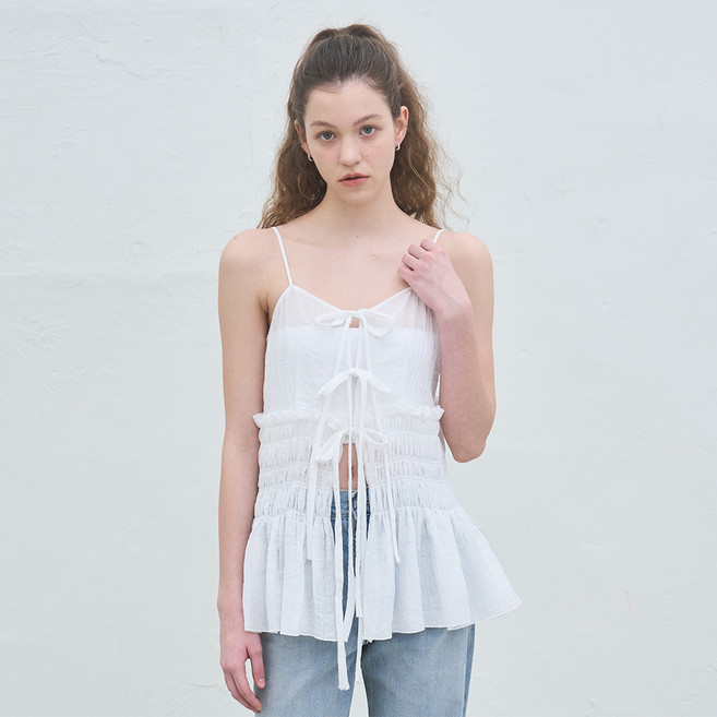 vem.ver 無袖綁帶皺褶上衣