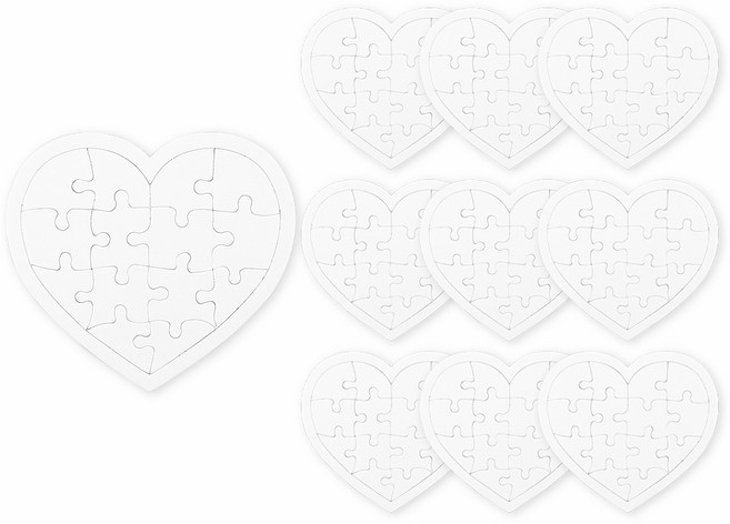 유니아트 그리기퍼즐 하트, 흰색, 10개