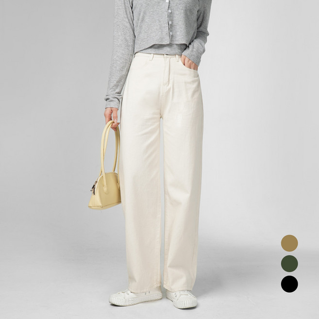 코튼클로젯 여성용 롱기장 일자 와이드 코튼 긴바지