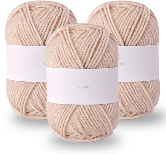 앙플러스 퐁실한 구름 뜨개실, 크림베이지, 3개