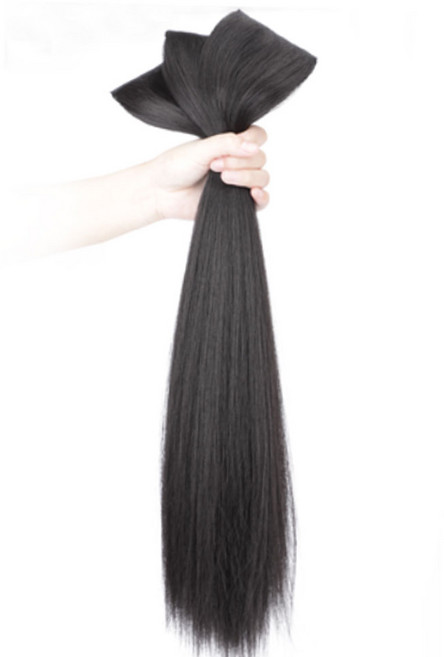 뿌이뿌이가발 붙임머리 부분 생머리 피스가발 60cm, 네추럴블랙, 3개