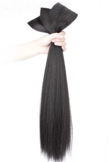 뿌이뿌이가발 붙임머리 부분 생머리 피스가발 60cm, 네추럴블랙, 3개 - 쿠팡