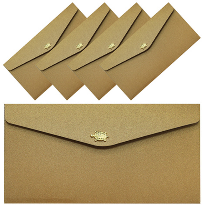 체리쉬 3D 황금거북 무병장수 봉투, 골드, 5개